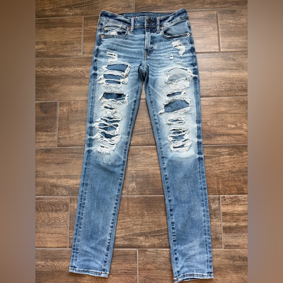 American Eagle Outfitters Other - American Eagle Outfitters Airflex 360 Blue Denim 28X32 Skinny Jean Distressed